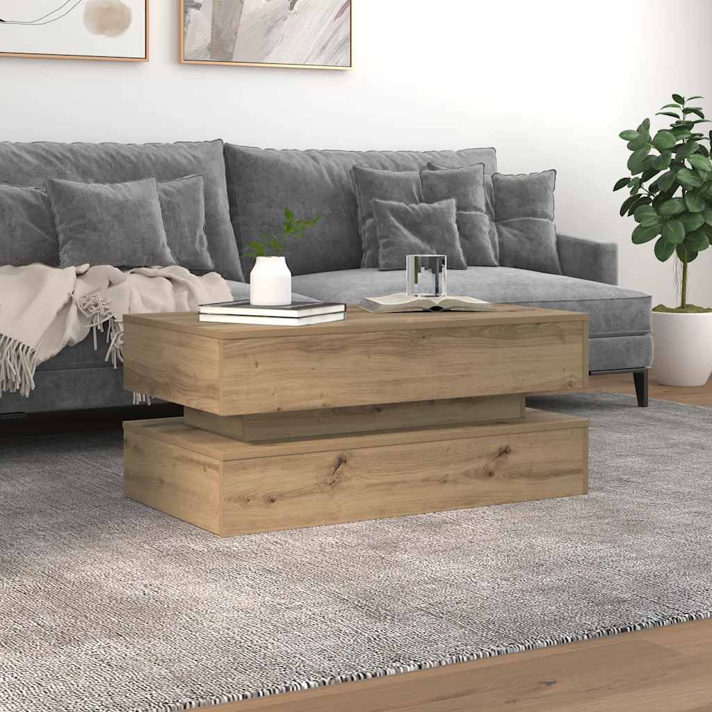Soffbord med LED ek 90x50x40 cm