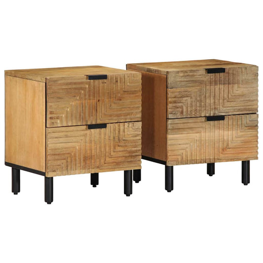 Sängbord 2 st brun 40x33x46 cm mango i massivt trä