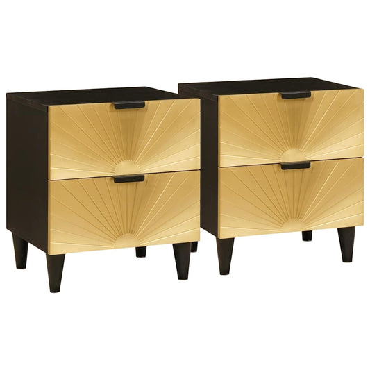 Sängbord med låda 2 pcs Svart och Guld 40 x 33.5 x 46 cm