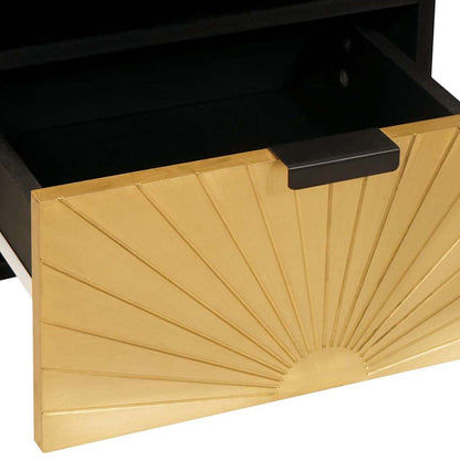 Sängbord 2 pcs Svart och Guld 40 x 33 x 46 cm massivt mangoträ