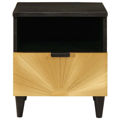 Sängbord 2 pcs Svart och Guld 40 x 33 x 46 cm massivt mangoträ