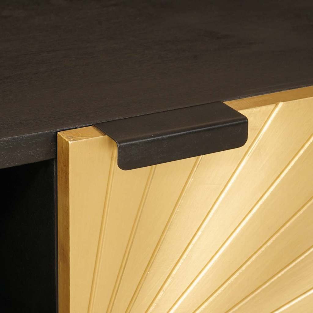 Soffbord Svart och Guld 100 x 54 x 40 cm massivt mangoträ
