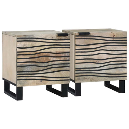 Sängbord 2 pcs Naturfärg 40 x 33 x 46 cm massivt mangoträ
