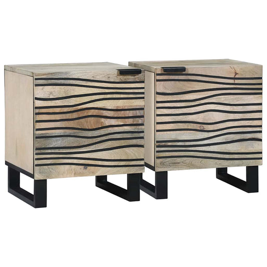 Sängbord 2 pcs Naturfärg 40 x 33 x 46 cm massivt mangoträ