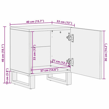 Sängbord 2 pcs Naturfärg 40 x 33 x 46 cm massivt mangoträ