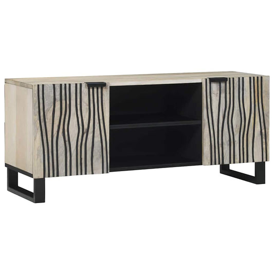 TV-skåp Vit 105 x 33 x 46 cm massivt mangoträ