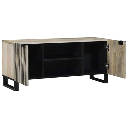 TV-skåp Vit 105 x 33 x 46 cm massivt mangoträ