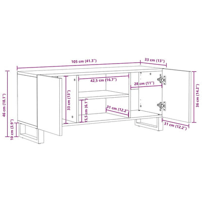 TV-skåp Vit 105 x 33 x 46 cm massivt mangoträ