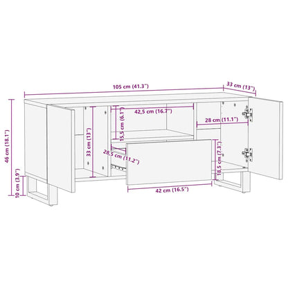 TV-Möbel Trä TV-Bänk med låda Brun 105 x 33 x 46 cm massivt mangoträ