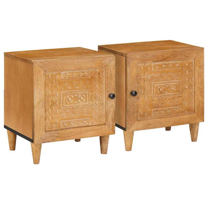 Sängbord 2 pcs Ljusbrun 40 x 33 x 46 cm massivt mangoträ