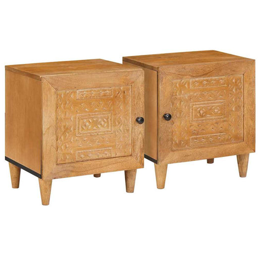 Sängbord 2 pcs Ljusbrun 40 x 33 x 46 cm massivt mangoträ