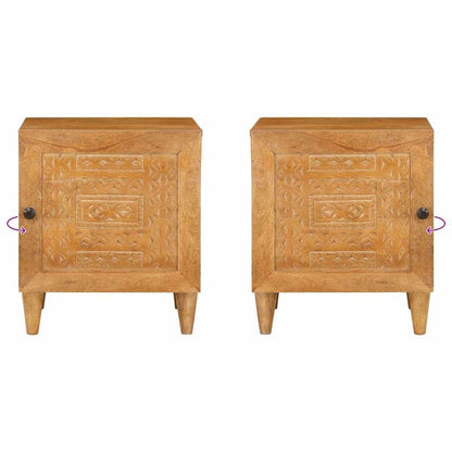 Sängbord 2 pcs Ljusbrun 40 x 33 x 46 cm massivt mangoträ