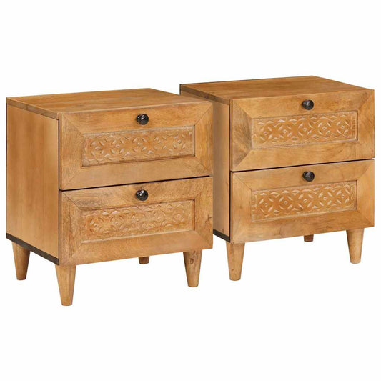 Sängbord 2 pcs Ljusbrun 40 x 33 x 46 cm massivt mangoträ