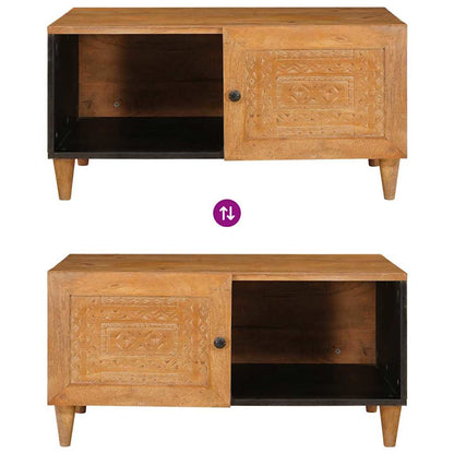 Soffbord Brun Ljusbrun med hylla 80 x 50 x 40 cm massivt mangoträ