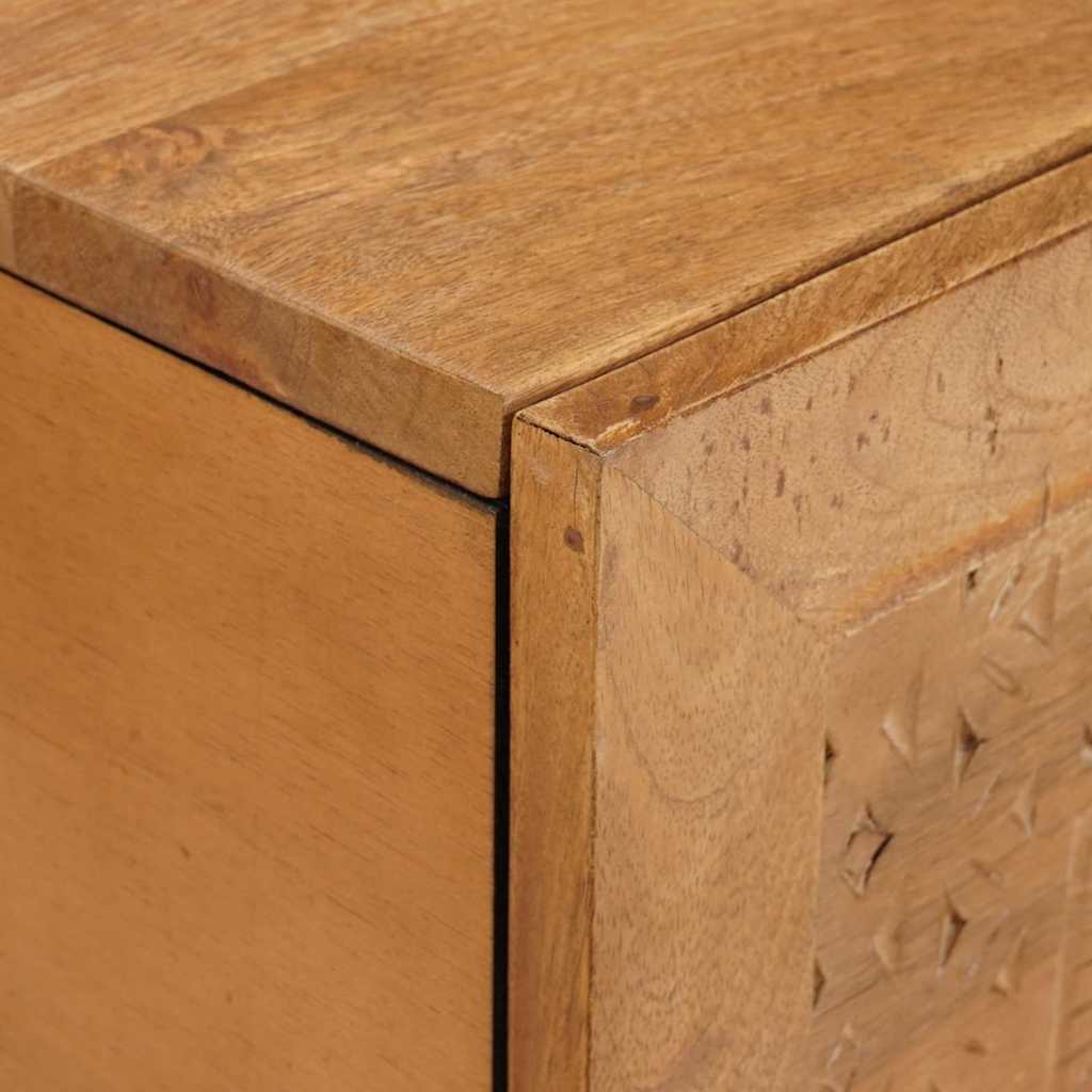 Soffbord Brun Ljusbrun med dörr 80 x 50 x 40 cm massivt mangoträ