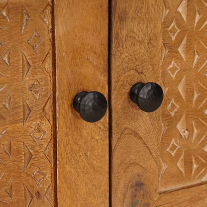 Soffbord Brun Ljusbrun med dörr 80 x 50 x 40 cm massivt mangoträ