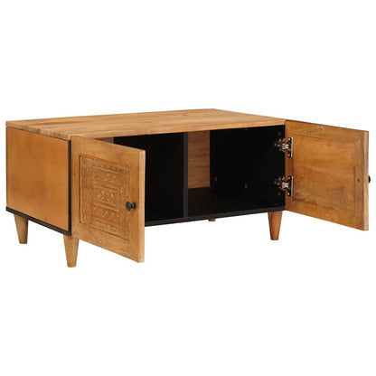 Soffbord Brun Ljusbrun med dörr 80 x 50 x 40 cm massivt mangoträ