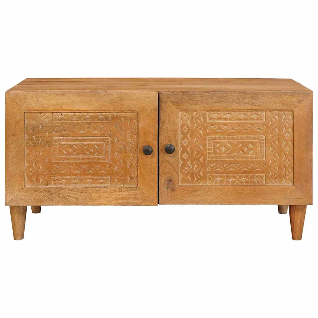 Soffbord Brun Ljusbrun med dörr 80 x 50 x 40 cm massivt mangoträ