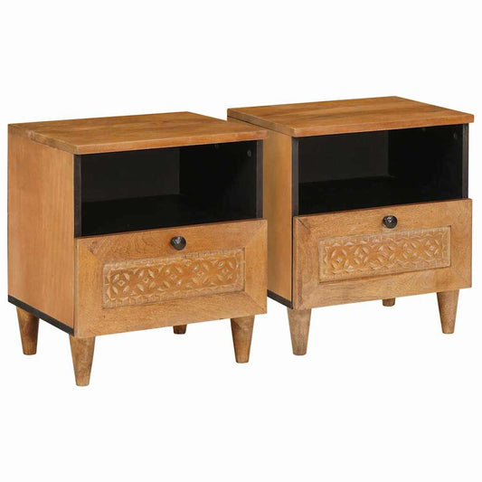 Sängbord 2 pcs Ljusbrun 40 x 33 x 46 cm massivt mangoträ
