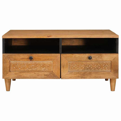 Soffbord Trä med låda Ljusbrun 80 x 54 x 40 cm massivt mangoträ