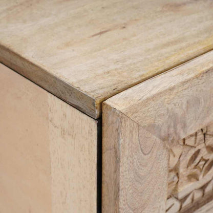 Sängbord med låda Beige 40 x 33 x 46 cm massivt mangoträ
