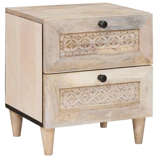 Sängbord med låda Beige 40 x 33 x 46 cm massivt mangoträ