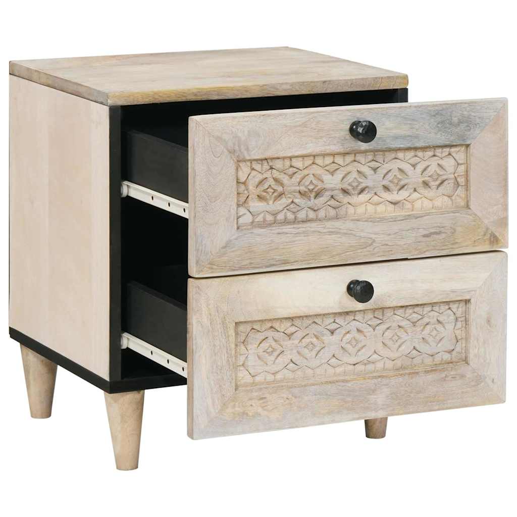 Sängbord med låda 2 pcs Beige 40 x 33 x 46 cm massivt mangoträ