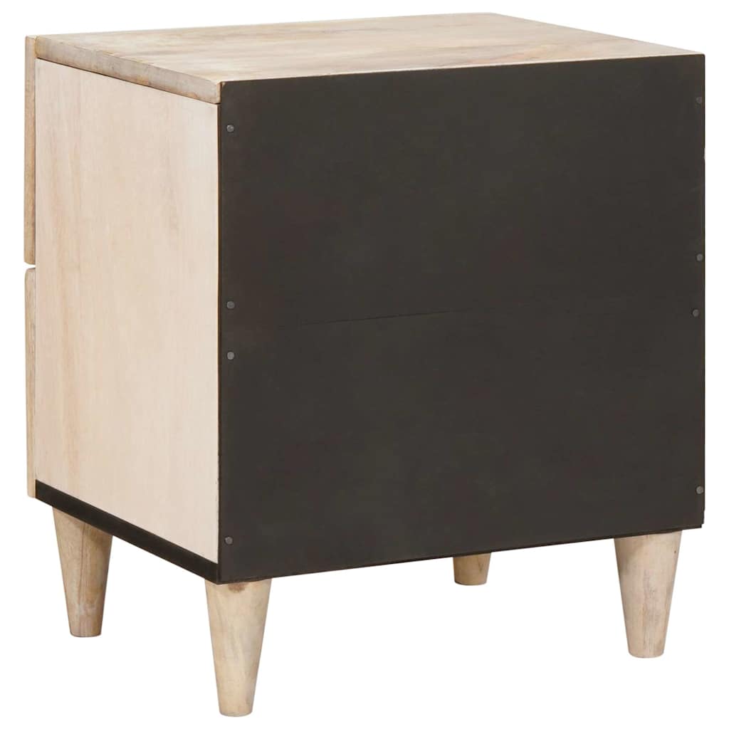 Sängbord med låda 2 pcs Beige 40 x 33 x 46 cm massivt mangoträ