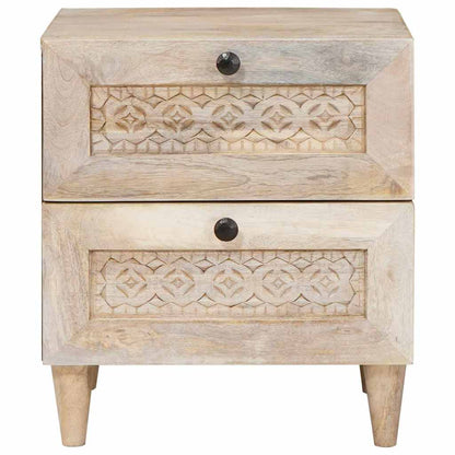 Sängbord med låda 2 pcs Beige 40 x 33 x 46 cm massivt mangoträ