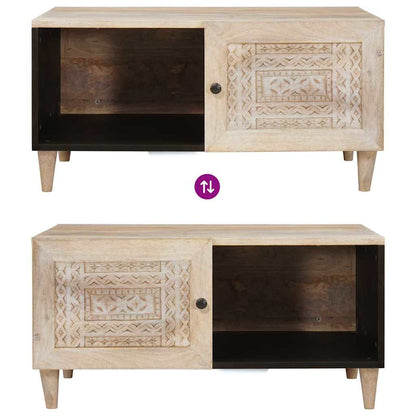 Soffbord Trä med hylla Beige 80 x 50 x 40 cm massivt mangoträ