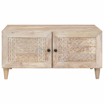 Soffbord Trä med lagring Beige 80 x 50 x 40 cm massivt mangoträ