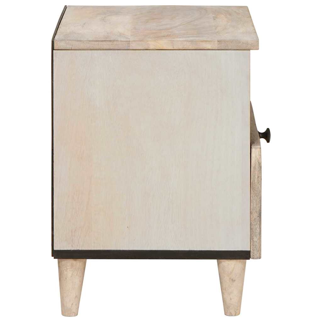 Sängbord med låda Beige 40 x 33 x 46 cm massivt mangoträ