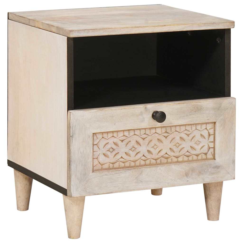 Sängbord med låda 2 pcs Beige 40 x 33 x 46 cm massivt mangoträ