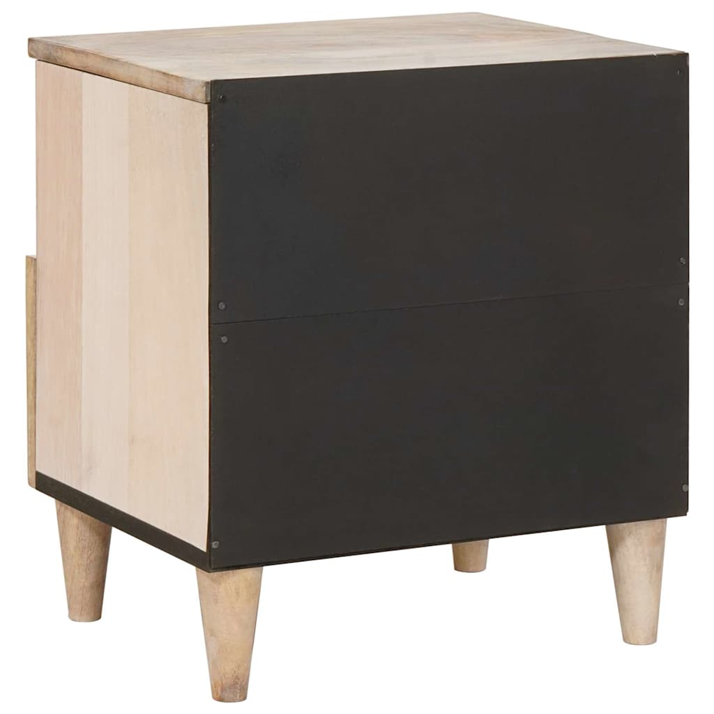 Sängbord med låda 2 pcs Beige 40 x 33 x 46 cm massivt mangoträ