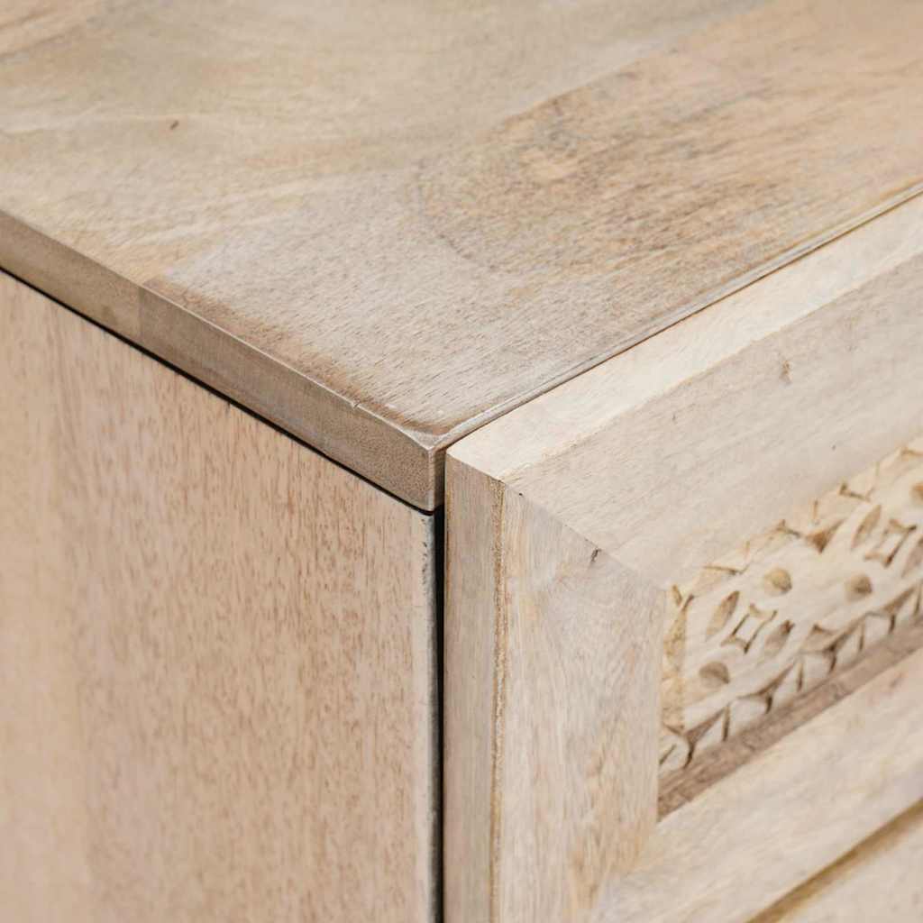 Sängbord med låda Beige 50 x 33 x 60 cm massivt mangoträ