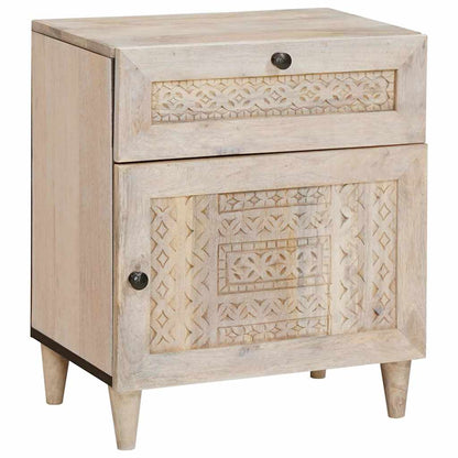 Sängbord med låda Beige 50 x 33 x 60 cm massivt mangoträ