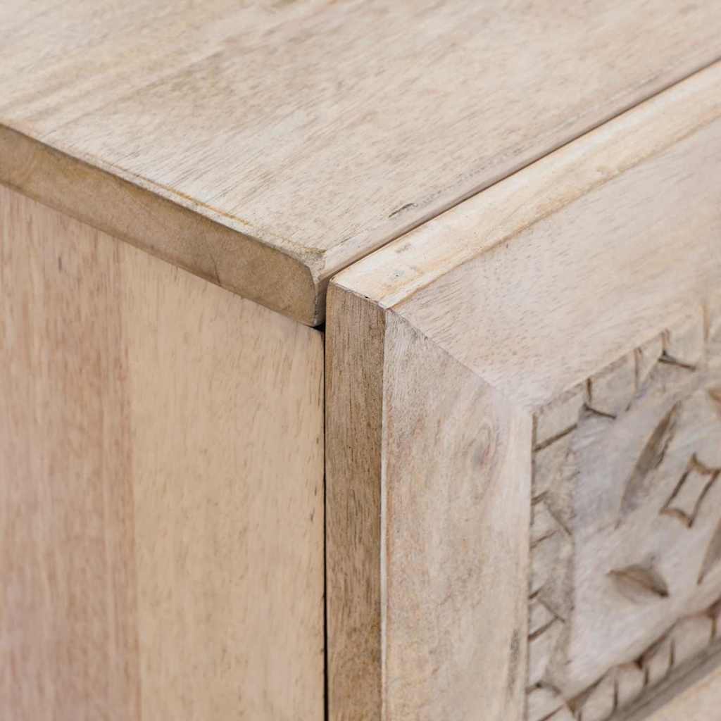 Sängbord med låda Beige 50 x 33 x 60 cm massivt mangoträ