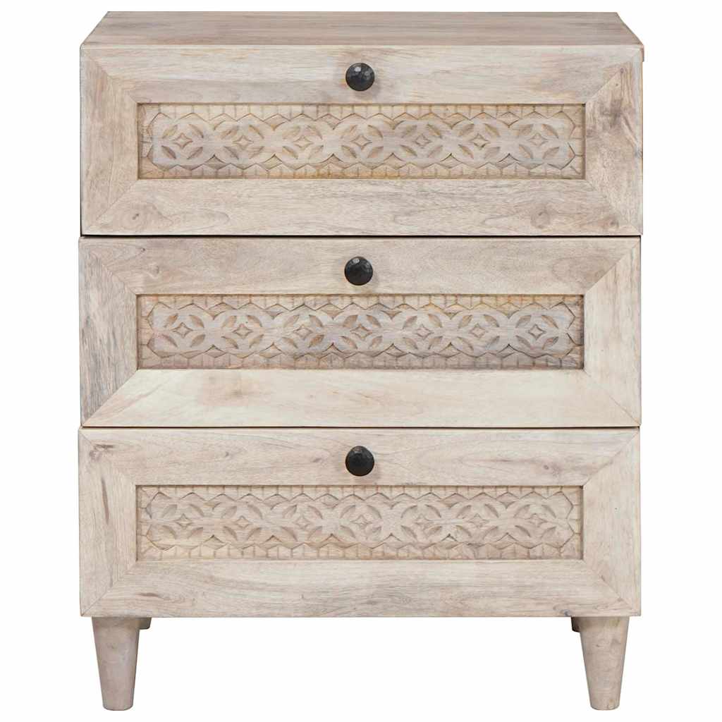 Sängbord med låda Beige 50 x 33 x 60 cm massivt mangoträ
