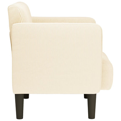 Fåtölj Gräddvit med armstöd 54 cm manchestertyg