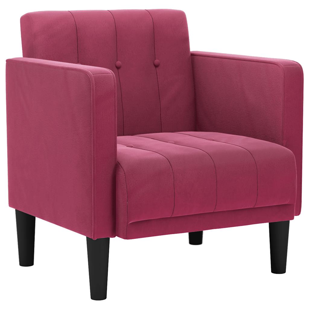 Fåtölj Vinröd Soffstol med armstöd 53 cm sammet