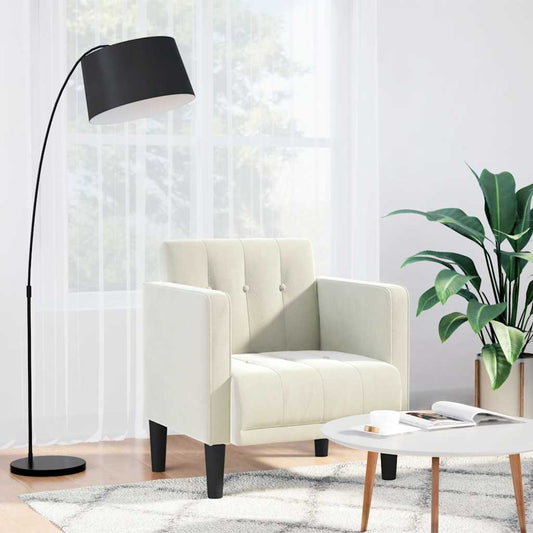 Fåtölj Gräddvit med armstöd 53 cm sammet