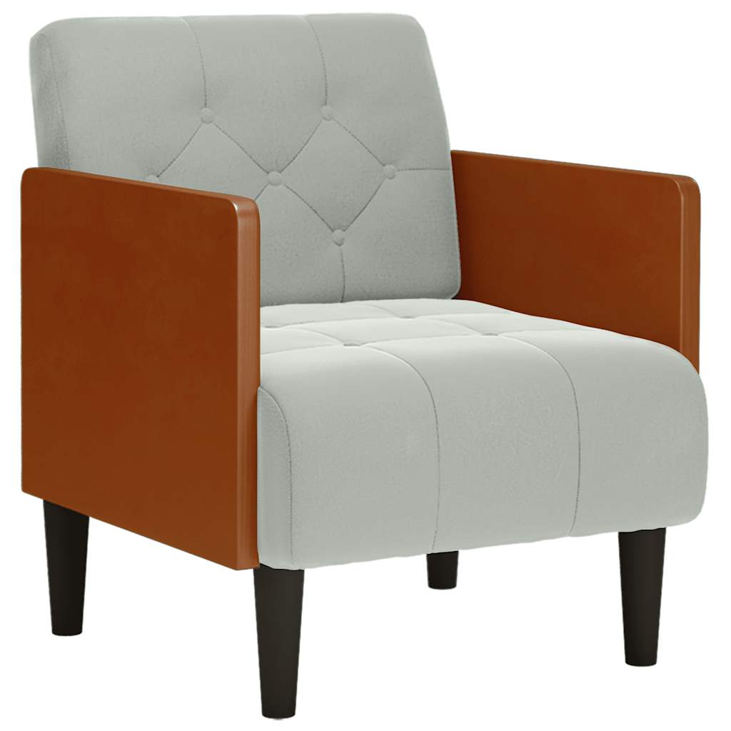 Fåtölj Ljusgrå med armstöd 55 cm sammet