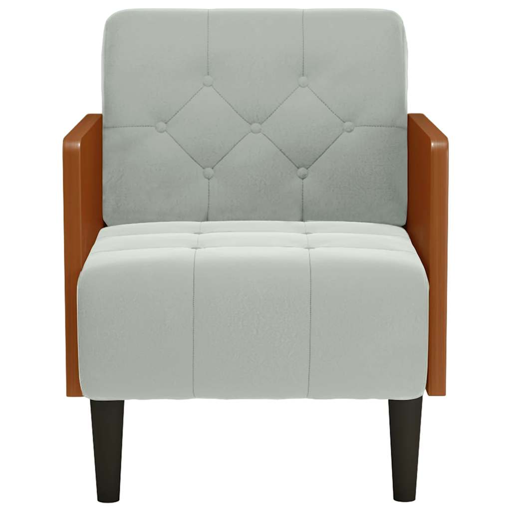 Fåtölj Ljusgrå med armstöd 55 cm sammet