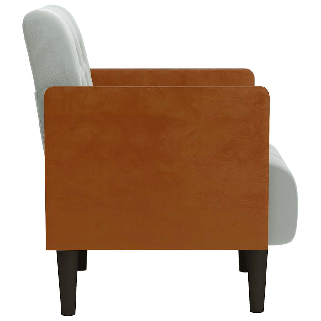 Fåtölj Ljusgrå med armstöd 55 cm sammet