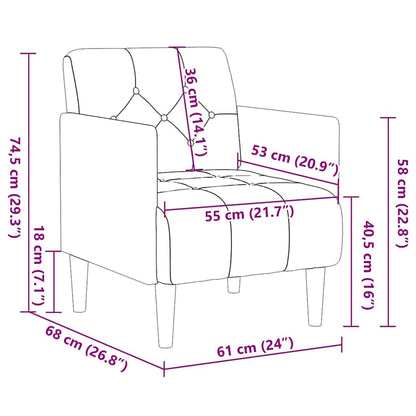 Fåtölj Ljusgrå med armstöd 55 cm sammet