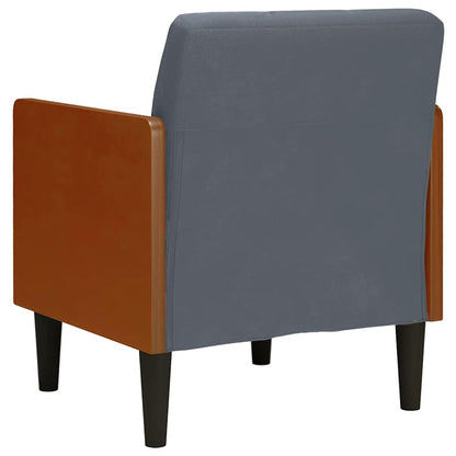 Fåtölj Mörkgrå med armstöd 55 cm sammet