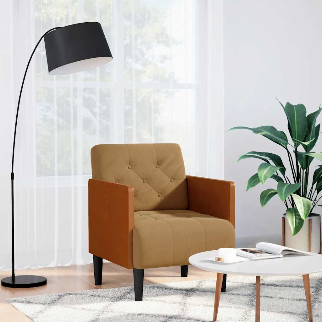 Fåtölj Brun med armstöd 55 cm sammet