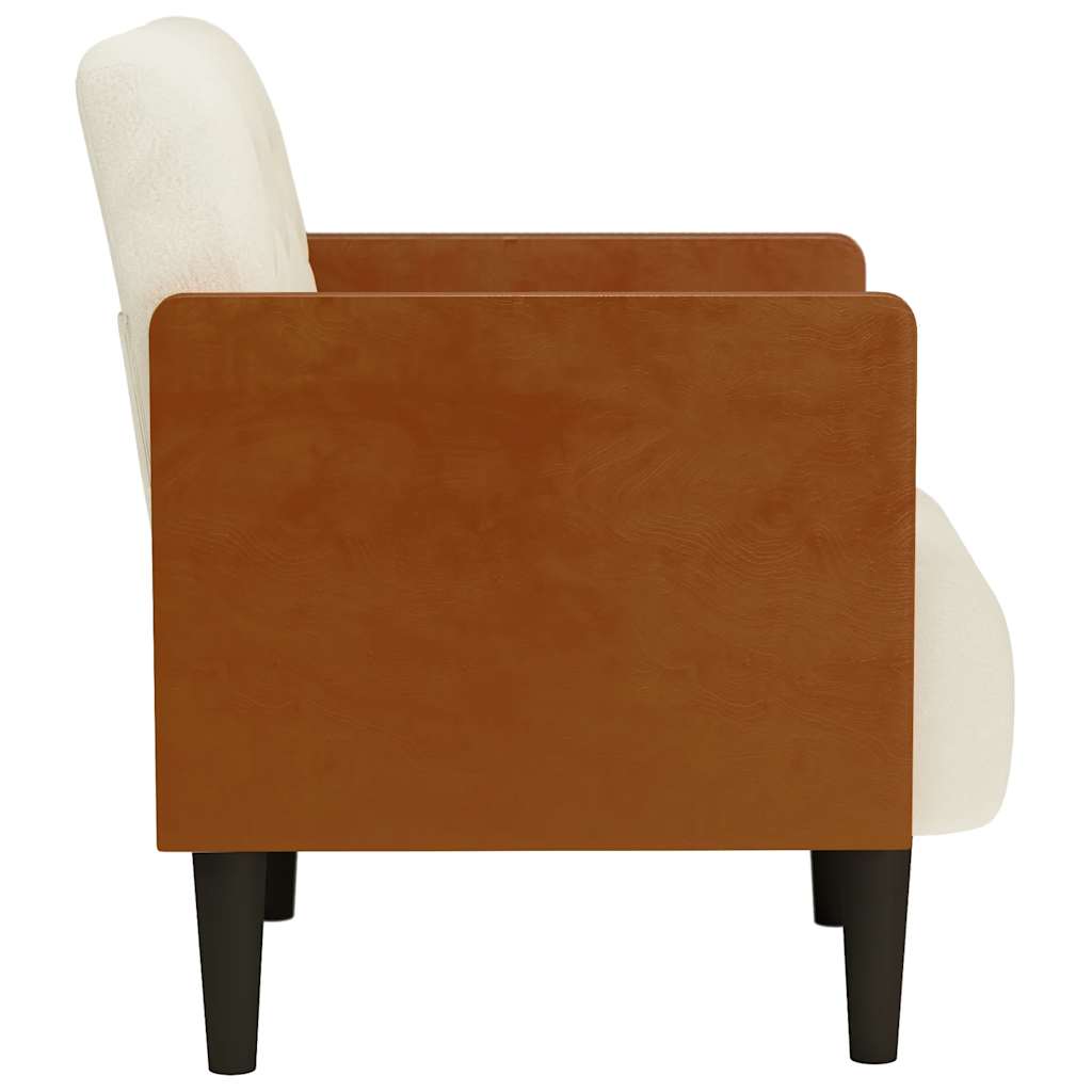 Fåtölj Gräddvit med armstöd 55 cm sammet