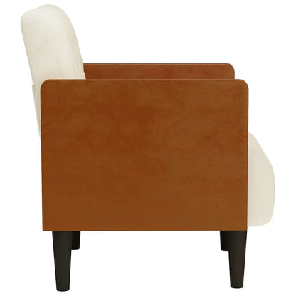 Fåtölj Gräddvit med armstöd 55 cm sammet