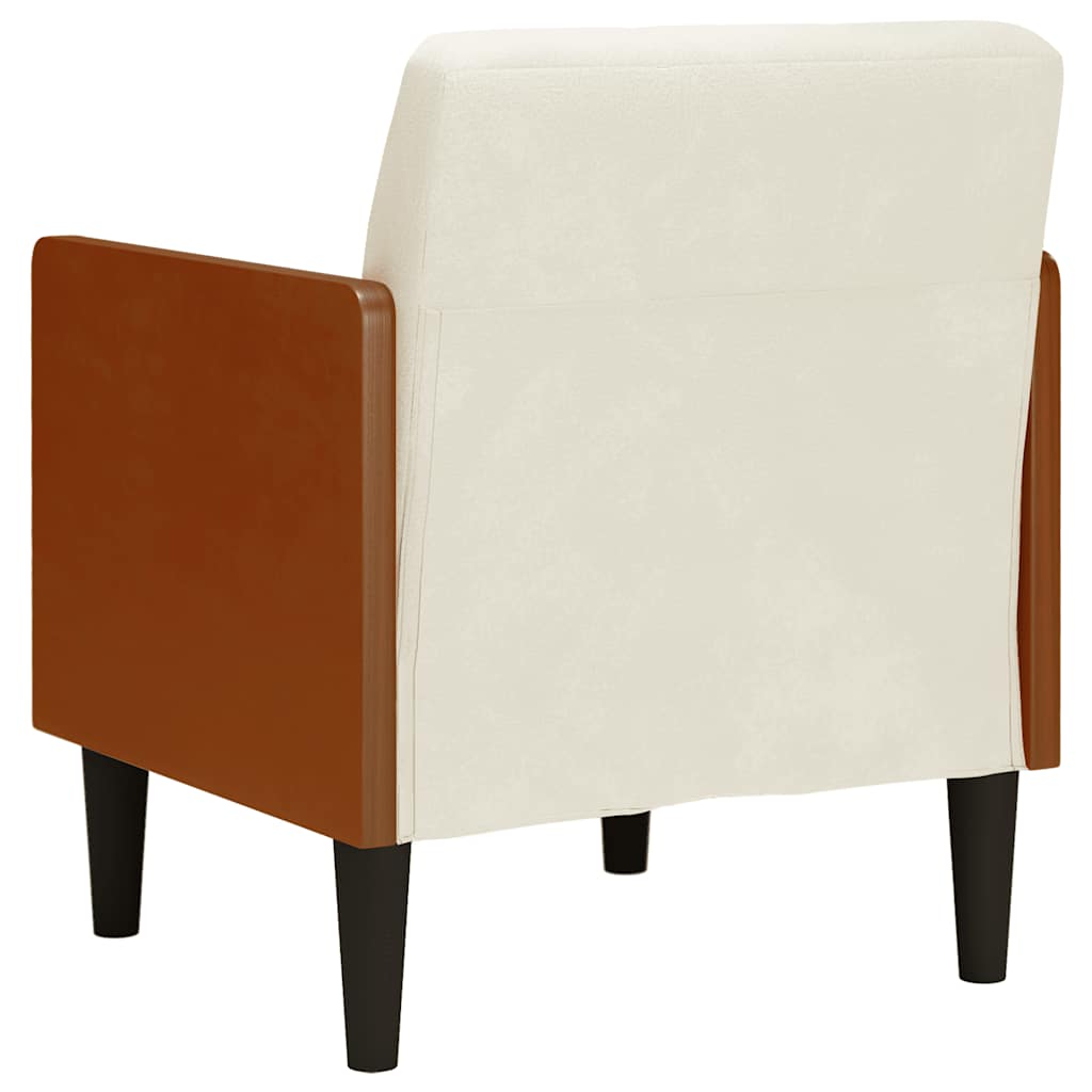 Fåtölj Gräddvit med armstöd 55 cm sammet